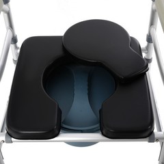 Foldable Height Adjustable Rolling Shower Commode Chair 4 Wheels 380 Lbs