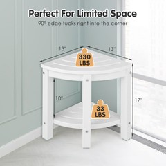 2-Tier Waterproof Shower Stool Corner Shower for Indoor Outdoor Use White