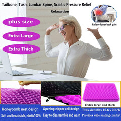 Plus Size Gel Seat Cushion for Long Sitting, Large Cooling Supportive Seat Pad f
