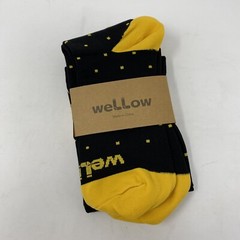 Wellow Bamboo Compression Socks L XL Black Yellow Dots Knee Length 18-25 mmHg