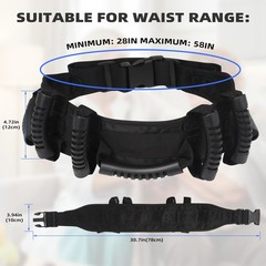 MKEFMEI Gait Belt Transfer with Handles, Medical Safety 7-Handles, Black