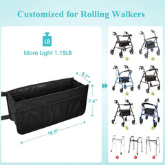 Rollator Basket, Rollator Walker Bag with Cup Holder, Folding Rollator Walker St