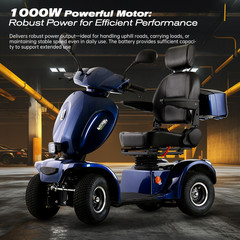 1000W 4-Wheel Heavy Duty Mobility Scooters w/ 16″ Tire for Seniors 500lbs 15MPH