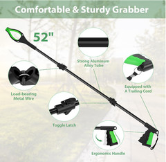 Pinza extensible de 52 pulgadas para recoger objetos sin agacharse. Diseño plega