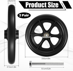 4 Pack 8 Inch Solid Rollator Walker Replacement Wheels Anti-Slip Quiet