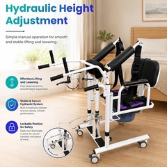 Patient Lift Transfer Chair with 180° Split Seat for Elderly Home Hospital Care