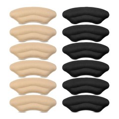 SUXEOTS Heel Pads for Shoes Too Big or Rubbing 6-pairs, Black and Beige