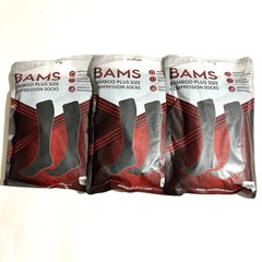 Lot Of 3 Bams Bamboo Plus Size Black Compression Long Socks (5XL) XXXXXL Unisex
