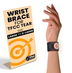 BULLSEYE TFCC Tear Wrist Brace – Adjustable Band with L/XL, Black