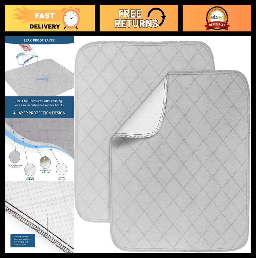 Waterproof Incontinence Chair Pads 22″x21″, 2 Pack Non-Slip Absorbent Seat Cover