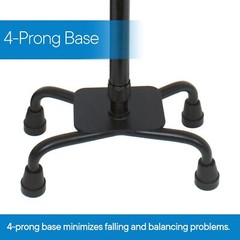 Adjustable Quad Cane With Large 4 Pronged Base Lightweight Ergonomic Handle