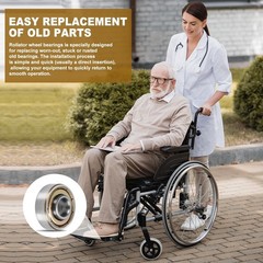 4 pcs Walker Wheel Bearings for Wheelchair & Rollator, ID8.0mm, Durable