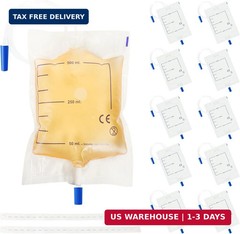 10-Pack Urine Drainage Bags 500 ML with Soft Adjustable Straps, Anti-Reflux Valv