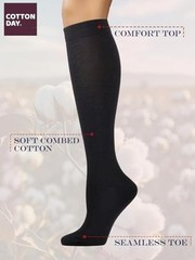 Women’s Soft Combed Cotton Knee Medium-Large Assorted Black Gray Navy Blue