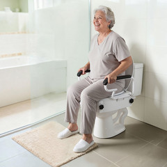 Raised Toilet Seat with Arms, 3-Height Adjustable Elevated Seat Riser 300 lbs