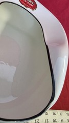 Vintage 1940s Jones Relax White Black Edge Porcelain Enamel Metal Bed Pan
