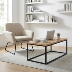 Censi 40 Natural Oak Coffee Table For Living Room Modern Industrial Cocktail