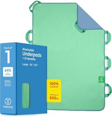 Improvia Positioning Bed Pad LARGE 34″ x 52″ Green 8 Reinforced Handles Washable