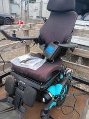 Permobil 4-Wheel Power Wheelchair w/ Joystick, Headrest, Footrests Black/Blue