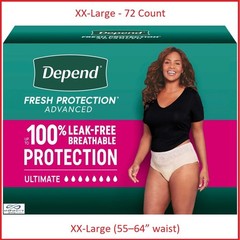 Depend Fresh Protection Advanced for Women XX-Large – 72 Count – Free Shipping!