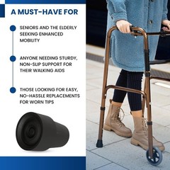 3/4 Inch Non-Slip Cane Tips – Durable Rubber Replacement for Canes & Walkers