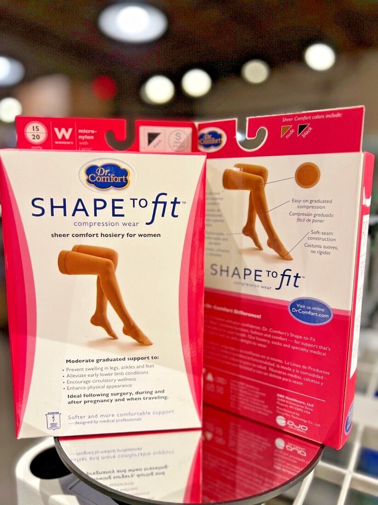 Shape to Fit 15-20mmHg Sheer Thigh High Compression Stocking w/ stay up dots