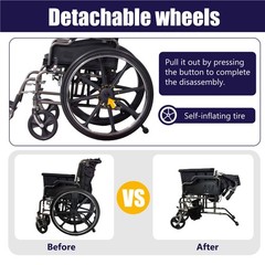 Folding Manual Transport Wheelchair, 20 “ Seat With Front and Rear Locking Hand