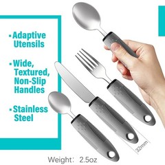 Nourislif Adaptive Utensils 4pcs For Hand Tremors,Elderly, Arthritis,Parkinso