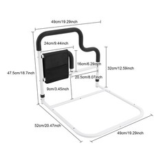220lbs Load Bedside Handrail, U-Shaped Fixed Bed Rail, Black Bed Safety Handrail