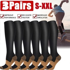 Copper Compression Socks 20-30 mmHg for Blood Circulation Women Men Full Toe Sox