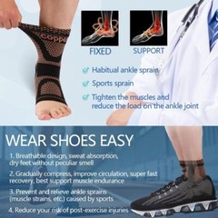 4pcs Copper Ankle Support Compression Strap Achilles Tendon Brace Sprain Sports