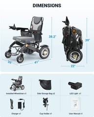 30 Mile Range Foldable Electric Wheelchairs for Adults & Seniors, Gray