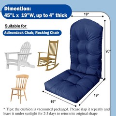 Adirondack Chair Cushion, Thick Indoor/Outdoor Rocking, Navy All-Weather