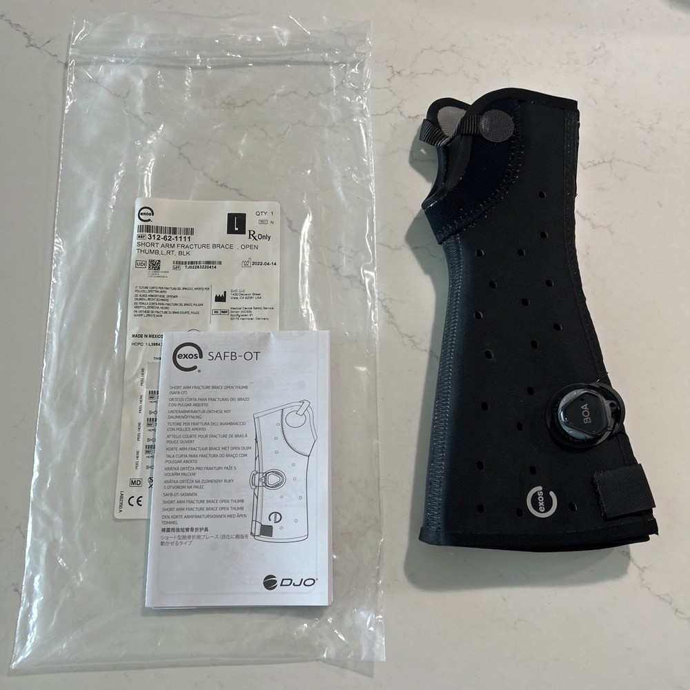 DJO Exos Short Arm Fracture Brace Open Thumb, Right, Large, 312-62-1111. New