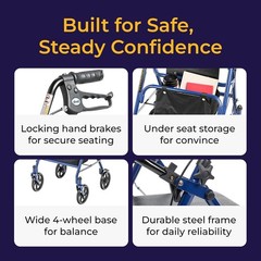 Walker Seat Stable Mobility Height Adjustable Durable Steel Frame 7.5 350
