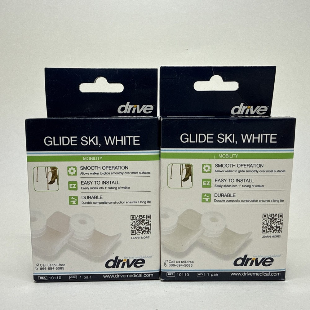 Drive Medical Walker Ski Glides for Use with 1” Folding Walkers White ( 2 Sets)