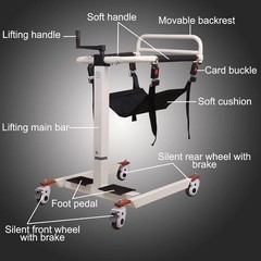 275 lbs Patient Lift Transfer Chair Portable Patient Lift Wheelchair for Elderly