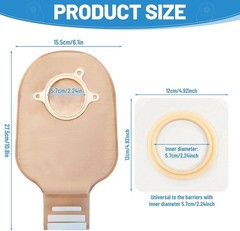 10PCS Two Piece Ostomy Bags Drainable Pouches with Hook & Loop Closure 60mm Max