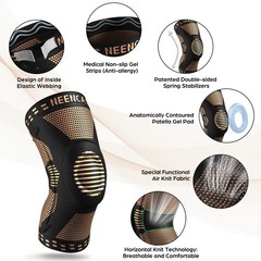 NEENCA 2 Pack Knee Braces for Pain, Medium, Active Copper (pack of 2)