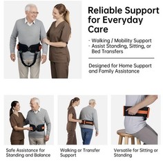 NurtureCare Elderly Gait Belt Upgraded with Metal Buckle & Detachable Leg Straps