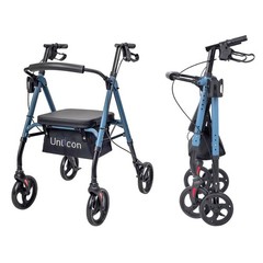 Rollator Walkers for Seniors with Seat and 8 inch Wheels Aluminium Blue