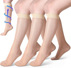 3 Pairs Sheer Compression Socks 20-30 Mmhg Knee High Compression Stockings Suppo