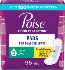 Incontinence Pads & Postpartum Incontinence Pads, 3 Drop Light Absorbency, Long