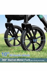 WALK MATE Rollator Walker 10″ Wheels Foldable Height Adjustable Cup Holder