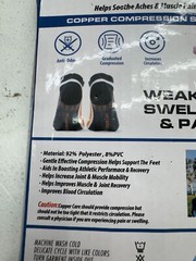Copper Care 1 Pair White Black Compression Ankle Socks Adults One Size