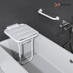 Heavy-Duty Folding Shower Seat with Grab Bar – 500 Lbs Capacity, Anti-Slip