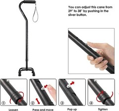 BeneCane Adjustable Walking Cane with 4 Pronged Base