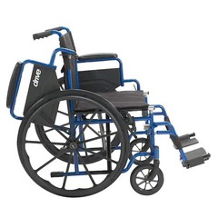 Drive Medical Wheelchair Blue Streak W/ Flip Back Desk Arm + 18″ Seat + Footrest