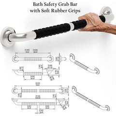 16 inches Bath Safety Grab Bar with Soft Anti-Slip Grips, ADA 500lbs Loading Cap