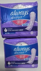 Always Discreet Ultimate Extra Long 7 Incontinence Pads 52 Ct 2 Packages